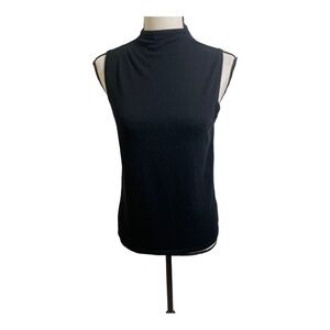 White +Warren womens high neck zipper back sleeveless blouse rayon Medium